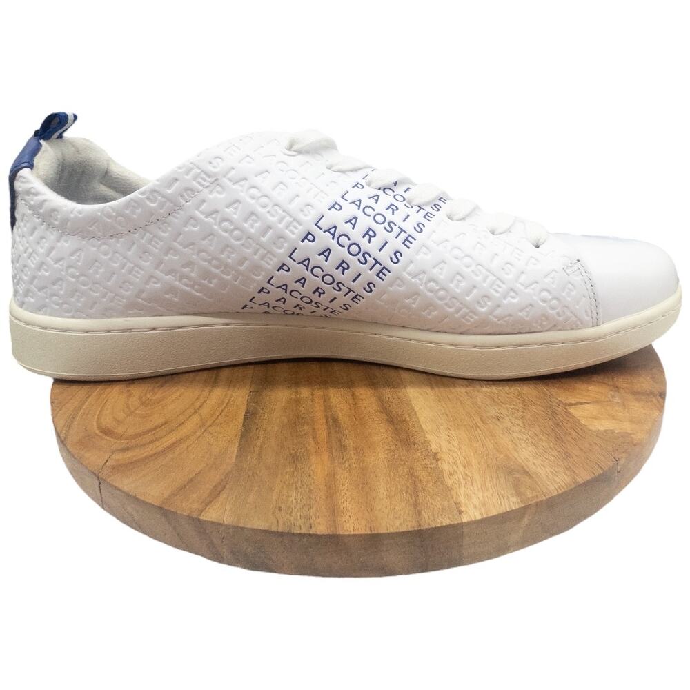 Lacoste Men's Carnaby EVO 119 2 U Sneaker Size 12 White Navy Leather Tennis - Picture 3 of 11